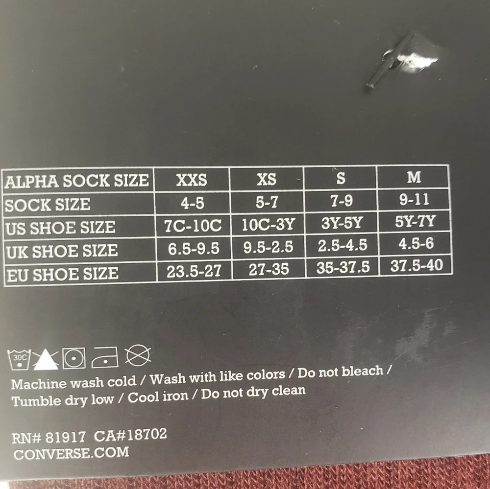 NWT Girl's Converse 2 Pair High Crew Socks